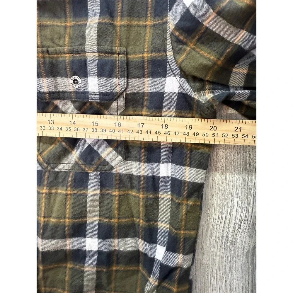 Harley-Davidson Mens Plaid Flannel Shirt Olive Green Long Sleeve Button Up Med